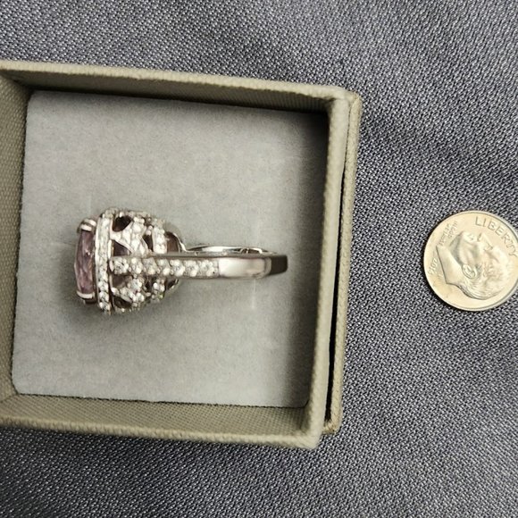 Charles Krypell 18 Karat White gold, diamond and morganite ring - Picture 3 of 4